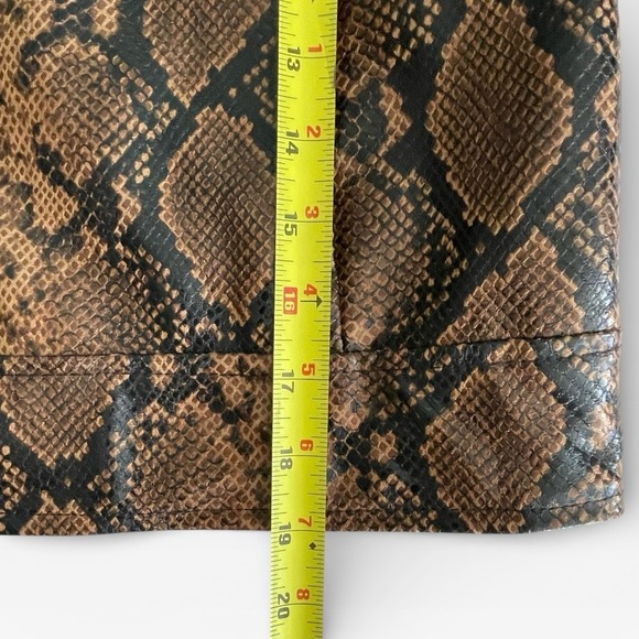 ZARA Snakeskin Snake Print Bomber Jacket Womens XL Dark Brown Black Faux Leather - Picture 6 of 10